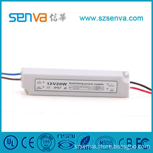 IP67 Economic Type Waterproof LED Drivers with CE (Senva-E-12V20W)